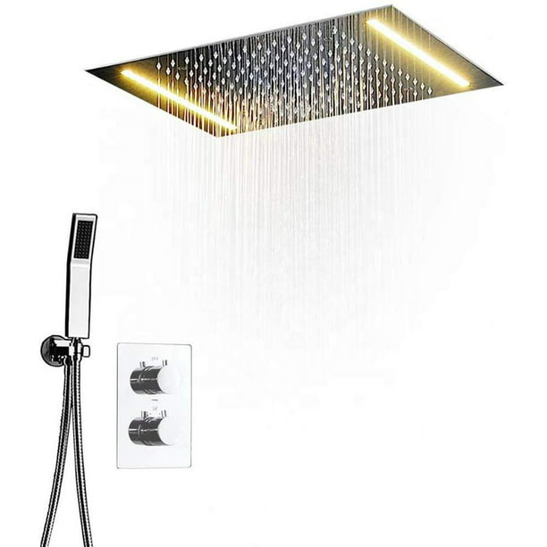 20 Inch LED Rain Shower Head Bathroom Ceiling Mounted Rain Large Shampoo Sprayer